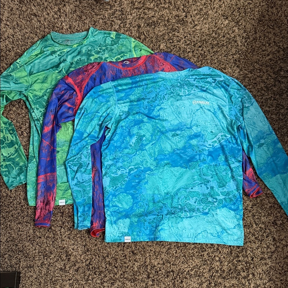 Magellan Outdoors Mens Long Sleeve Performance Shirts - 3 Pack